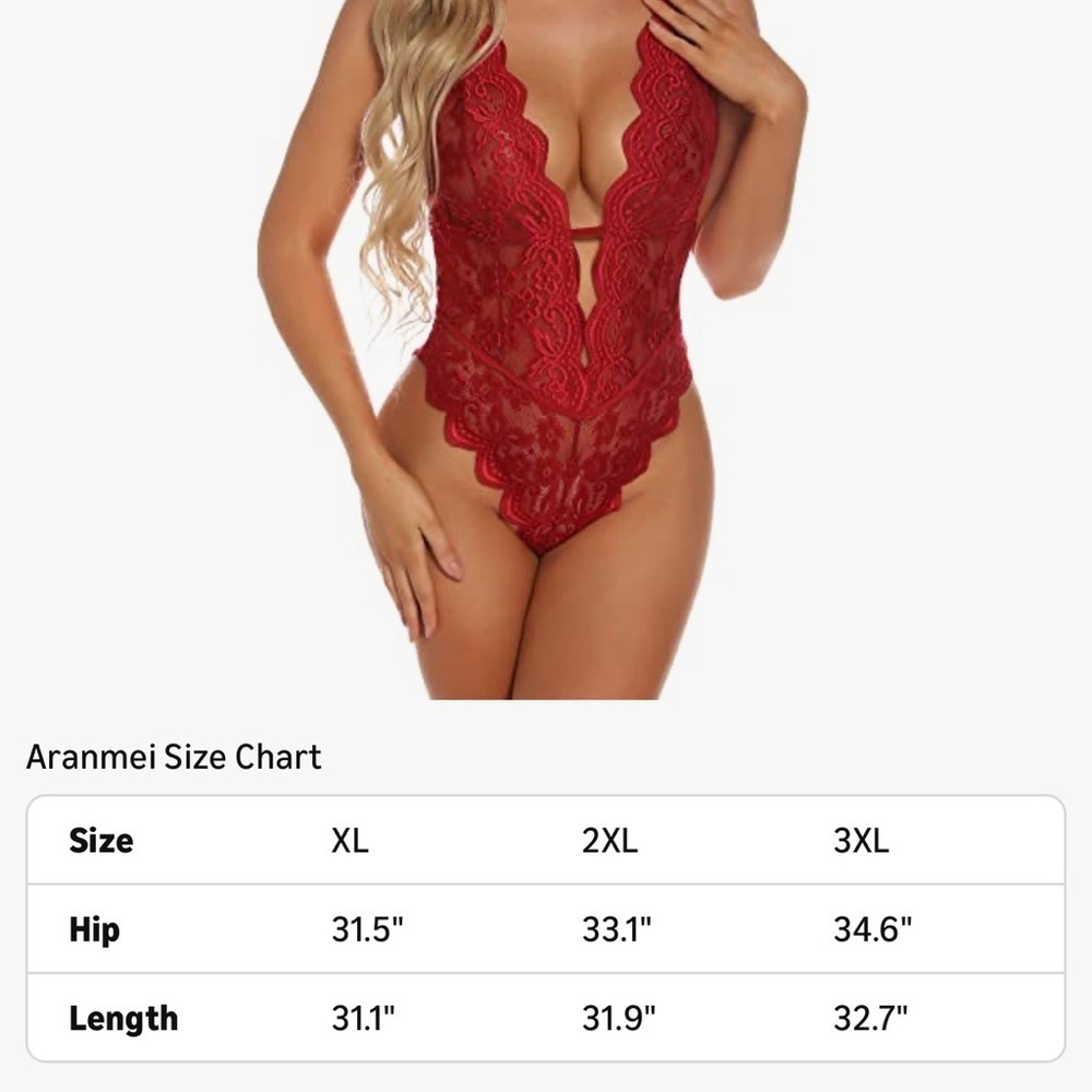 Red Lace Bodysuit - Picture 5 of 8